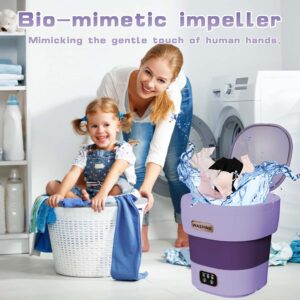 Mini Washing Machine, 15L Portable Washer, Foldable Washing Machine with Spin, Small Portable Washer and Dryer Combo for Apartments, Camping, Travel(Purple)