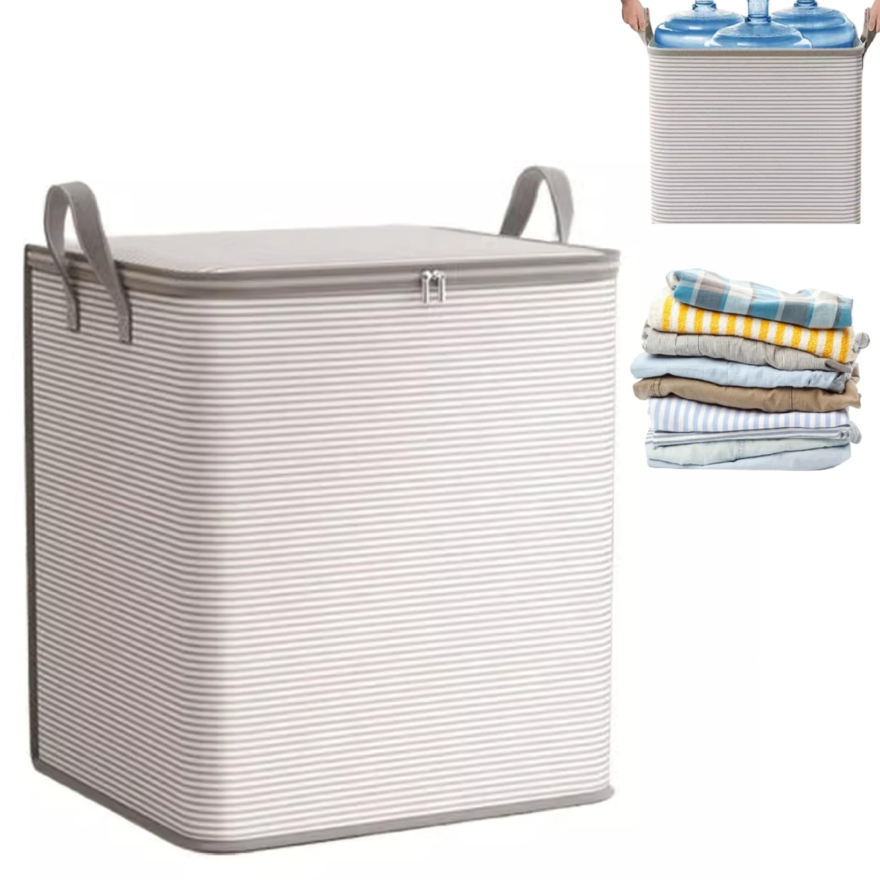 SWEETBIUTI Clothes Hamper Closet Organiser 140L Large Laundry Basket with Zip Cover ＆ Handles Foldable Blanket Organizer Storage Bag for Duvet Quilts Moving House.