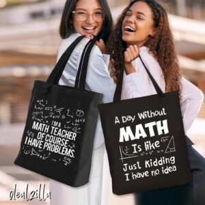 dealzilla Math Teacher Bag Gifts for Math Teachers Women A Day Without Math Canvas Bag Christmas Appreciation Gift for Female Math Teacher from Student Thank You Math Teacher Present