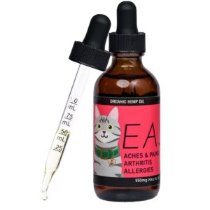 hemp dog health ease hemp oil for cats: joint and muscle pain relief for cats | cat arthritis pain relief | cat allergy relief | effective anti itch for cats | easy-to-give hemp drops for cats