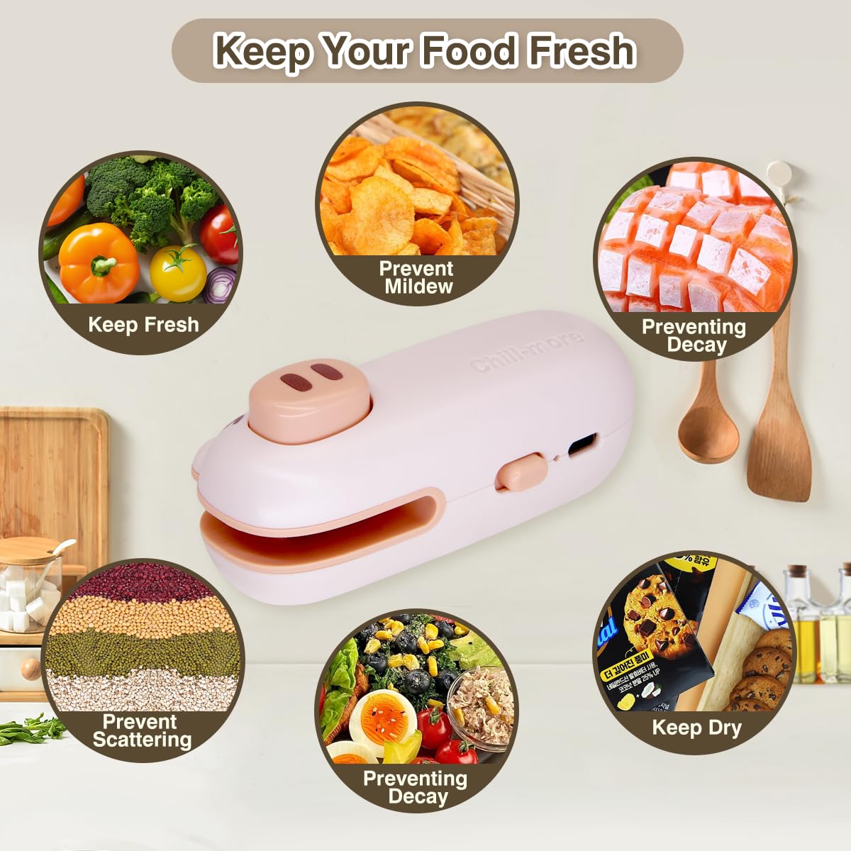 Mini Bag Sealer, USB-C Rechargeable Bag Sealer, Cute Little Pig Heat Seal, Gently Pull to Quickly Seal, Convenient for Storing Snacks, Fruits, Food, and Daily Necessities, Beautiful Kitchen Gadgets