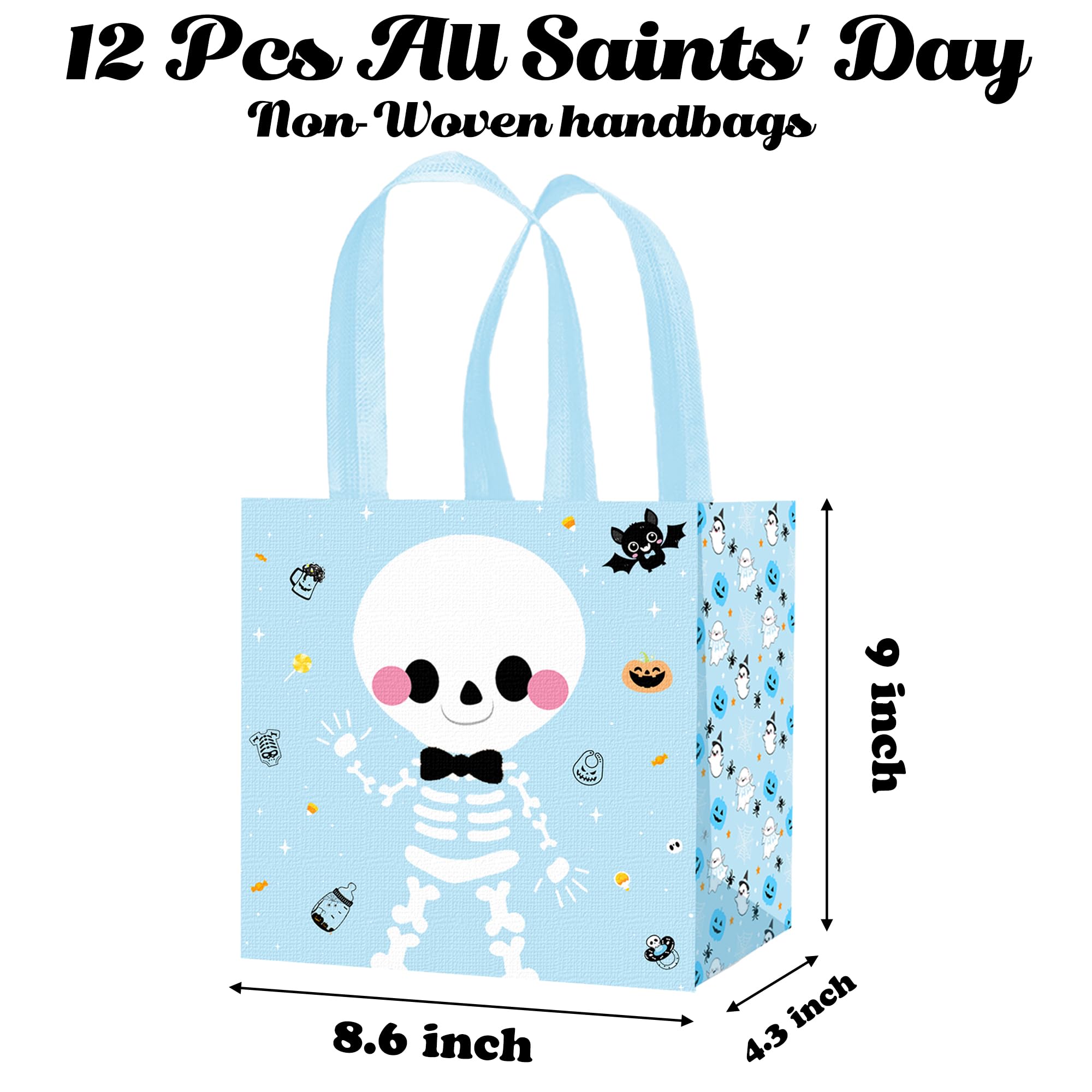 umoni Halloween Non-Woven Treat Bags Halloween Little Boo Baby Shower Treat Bags 12 Pack Blue Ghost Trick or Treat Candy Bags for Hallowen Favor Little Boo Baby Shower Birthday Party Supplies