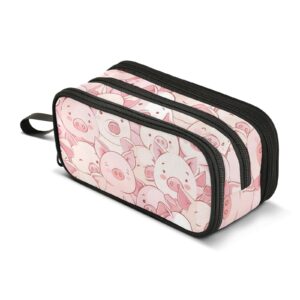 J JOYSAY Cute Pink Pigs Pencil Case Pouch Big Capacity Pencil Bags with Zipper Portable Pencil Box Large Marker Case for Adults Teens Kids