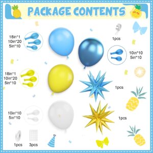 Adorely Yellow Blue Clear Balloon Arch Kit with Explosion Star Balloons, Cartoon Sponge Theme Balloons Garland Kit for Boys Girls Cartoon Sponge Birthday Baby Shower Sponge Bob Party Supplies