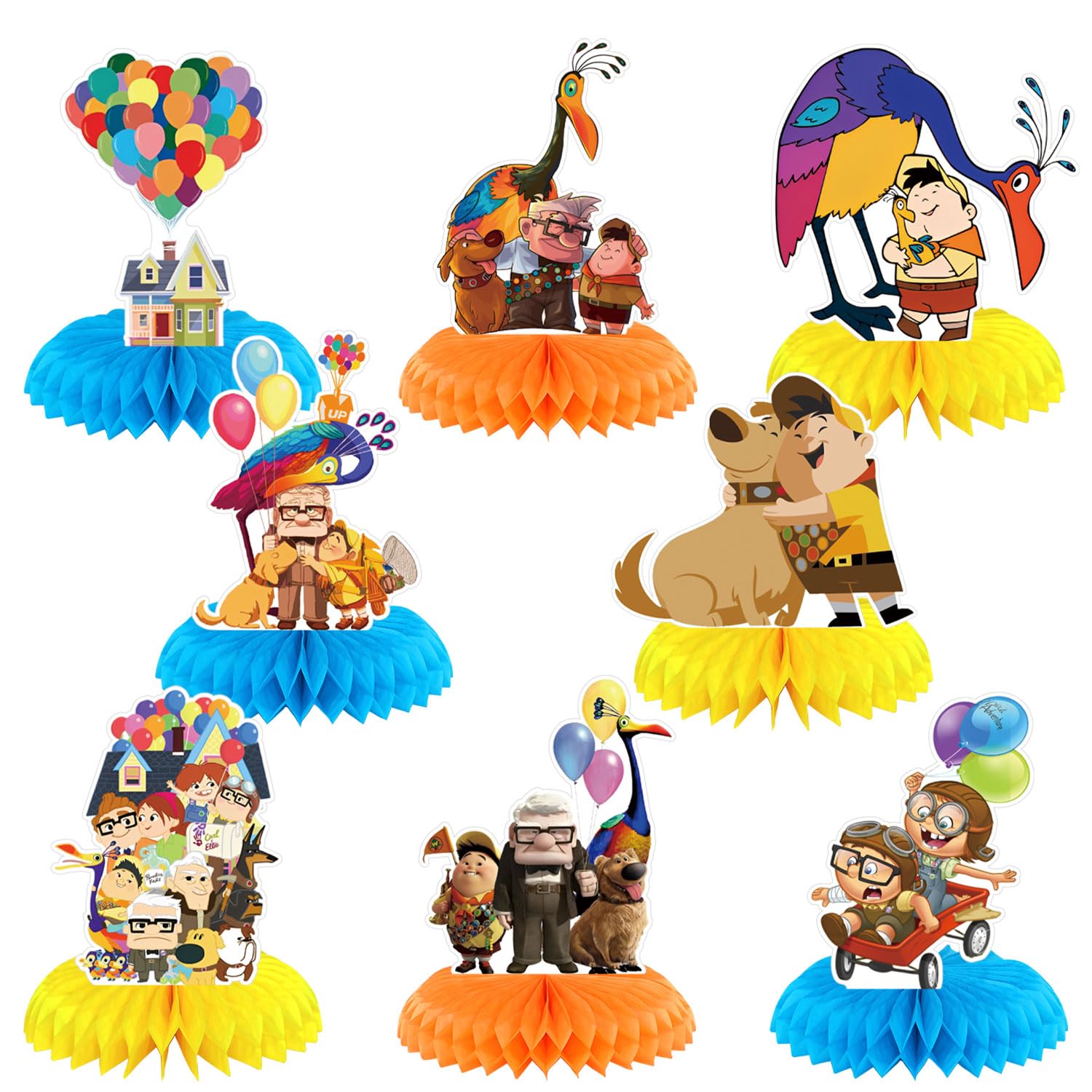 Generic 8PCS 𝑈𝑝 𝐼𝑛𝑠𝑝𝑖𝑟𝑒𝑑 Birthday Party Decorations Honeycomb Centerpiece, Cartoon Game Theme 3D Double Sided Party Table Decorations for Birthday Baby Shower Decorations ﻿