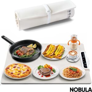 Electric Food Warming Mat by Nobula – Warming Tray for Kitchen & Office with 3 Adjustable Temperatures & Timers – Warming Pad for Countertops, Buffets, Parties – Perfect for Warming Coffee and Meals