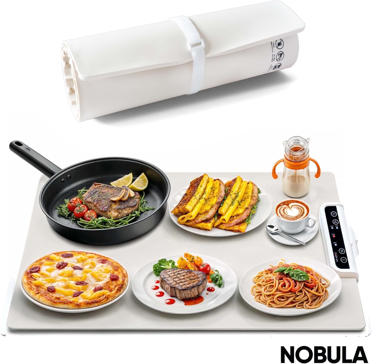 Electric Food Warming Mat by Nobula – Warming Tray for Kitchen & Office with 3 Adjustable Temperatures & Timers – Warming Pad for Countertops, Buffets, Parties – Perfect for Warming Coffee and Meals