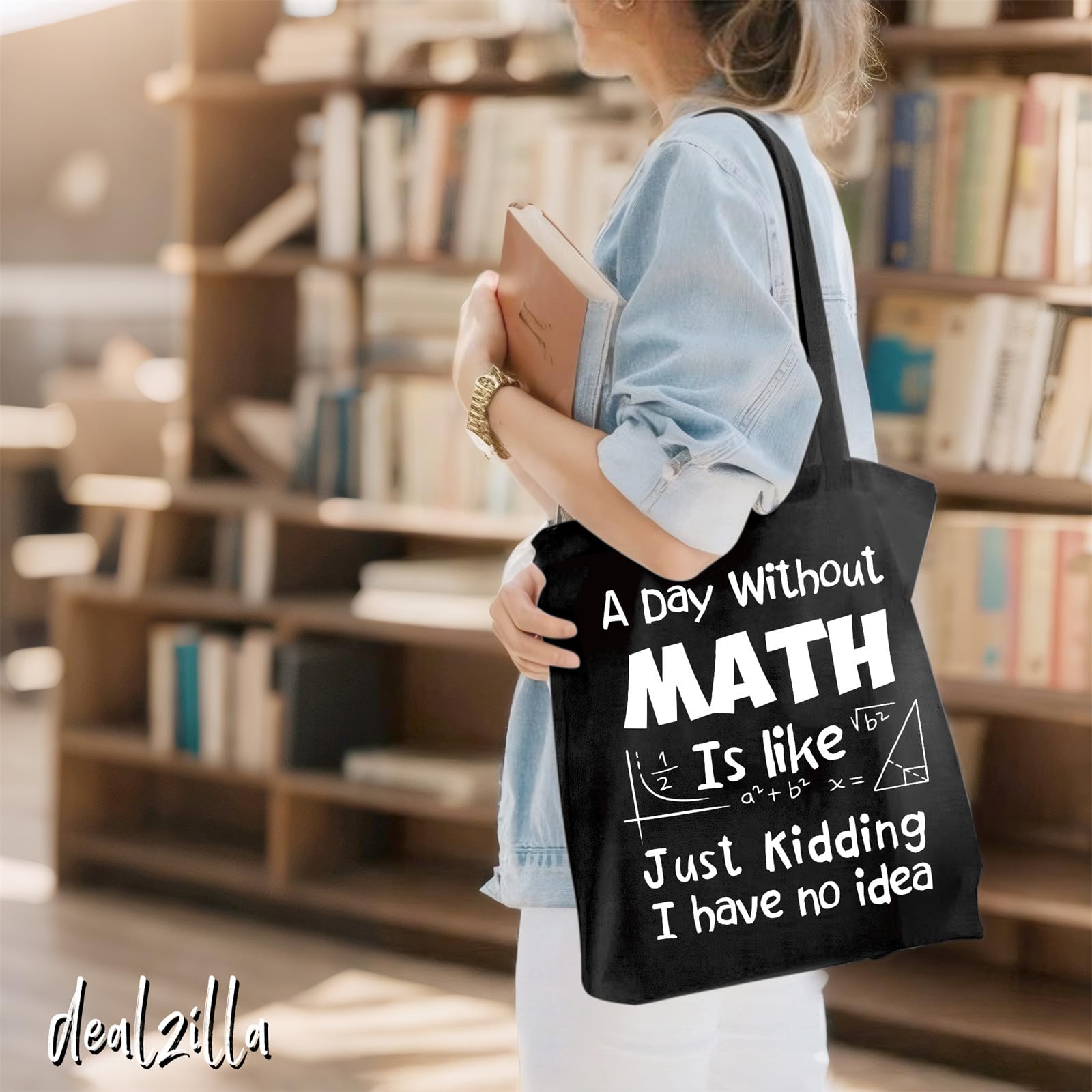 dealzilla Math Teacher Bag Gifts for Math Teachers Women A Day Without Math Canvas Bag Christmas Appreciation Gift for Female Math Teacher from Student Thank You Math Teacher Present