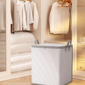 SWEETBIUTI Clothes Hamper Closet Organiser 140L Large Laundry Basket with Zip Cover ＆ Handles Foldable Blanket Organizer Storage Bag for Duvet Quilts Moving House.