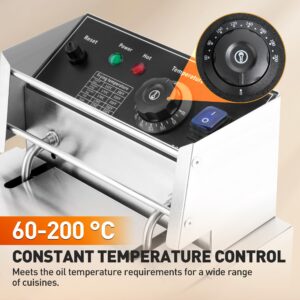 Rengue Electric Deep Fryer, 10L Large Countertop Deep Fryer with Basket, Lid, Commercial Deep Fryer with Constant Temperature Control System 110V, 1800W