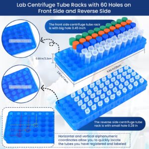 6pcs microcentrifuge Tube Rack lab centrifuge Tube Holder Stand lab Test Tube Pipe Holder with Double Panel 60 Wells for 0.5ml-2ml Centrifugal Tube