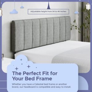 Celestial Sleep Vertical Channel-Tufted Mid-Rise Upholstered Headboard, Wall or Bed Frame Mount - Full or Queen (Gray)