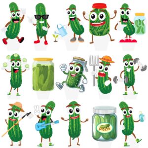 48Pcs Pickle Theme Cupcake Toppers Green Pickles Cucumber Birthday Party Decorations Funny Pickle Cake Topper Decorations for Cute Cucumber Pickle Theme Baby Shower Kind of A Big Dill Party Supplies