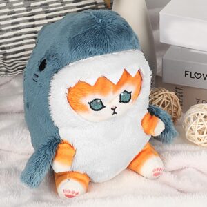 generic 8'' cute shark cat plush toy soft shark cat stuffed animal plushies toy figure doll pillow birthday for kids