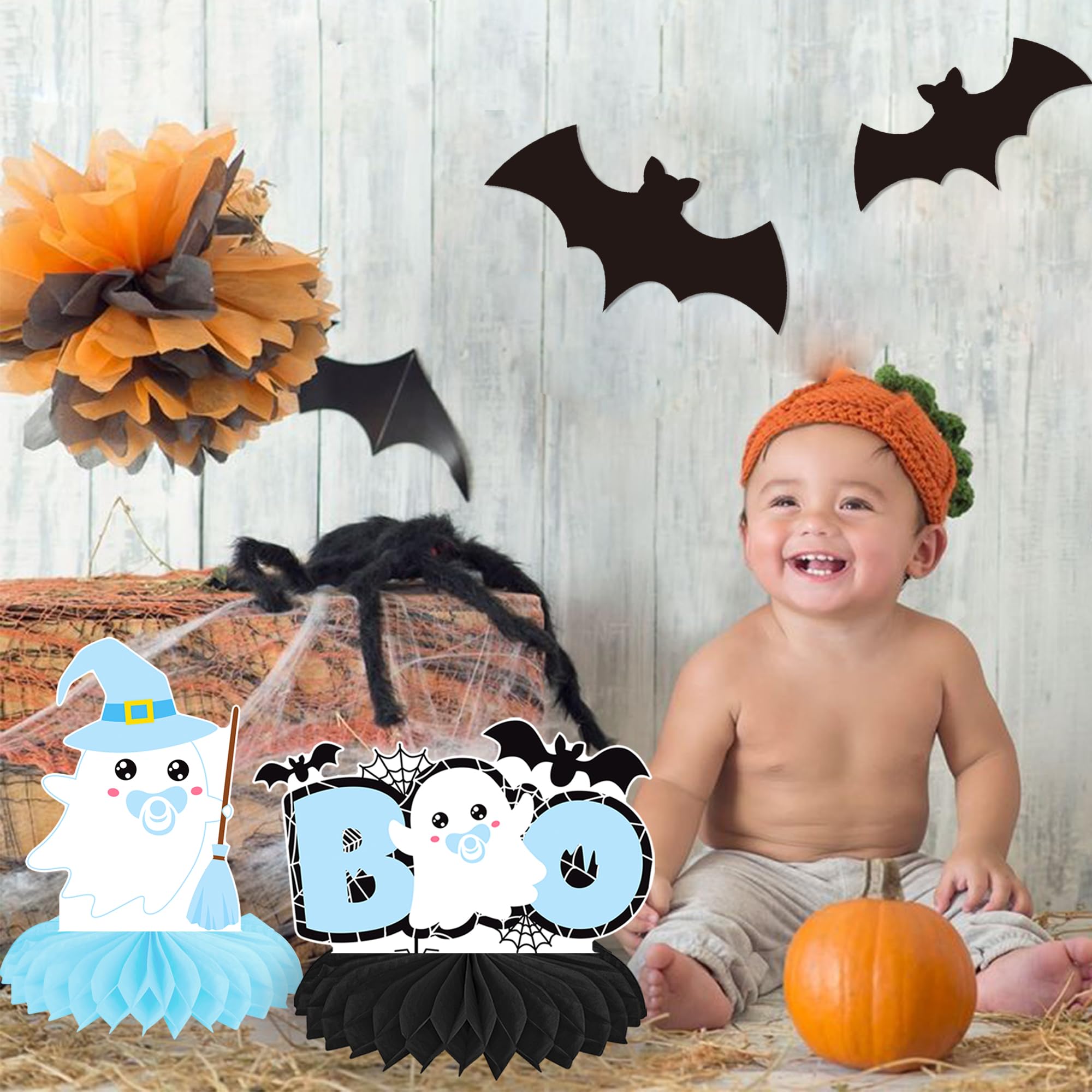 A Baby is Brewing Honeycomb Centerpieces 13Pcs Halloween Baby Shower Table Decorations Halloween A Little Boo is Almost Due Baby Shower Centerpieces Decorations for Pregnancy Party Supplies