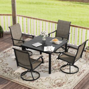 VICLLAX Swivel Patio Chairs Set of 2, High Back Textilene Patio Dining Chairs for Lawn Garden, Black Metal Frame