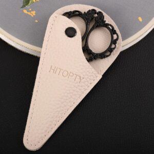 HITOPTY Small Sharp Embroidery Scissors with Cover - Tiny Precision Detail Scissors for Sewing Crafting Needlework Thread Fabric Yarn Cutting, Little Cute Black Shears