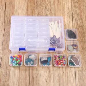 doovide Bead Organizer Box, 28Pcs Small Bead Organizers and Storage Plastic Cases Mini Clear Bead Storage Containers Boxes with Hinged Lid and Rectangle for Bracelet Making DIY Jewelry Craft Nail