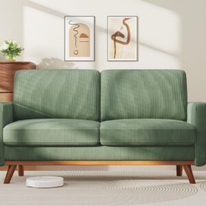 Vesgantti 68" Loveseat Sofa Green, Comfy Corduroy Couch with Spring Cushion, Sofa Couch with Solid Wood, Modern Couch with Deep Seat, Sofa for Bedroom, Loveseat for Living Room, Green Office Couch