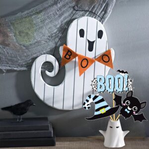 Halloween A Baby is Brewing Decorations Halloween Baby Shower Centerpiece Sticks 20Pcs A Little Boo Baby Shower Table Topper Decorations for Blue Halloween Pregnancy Party Decor