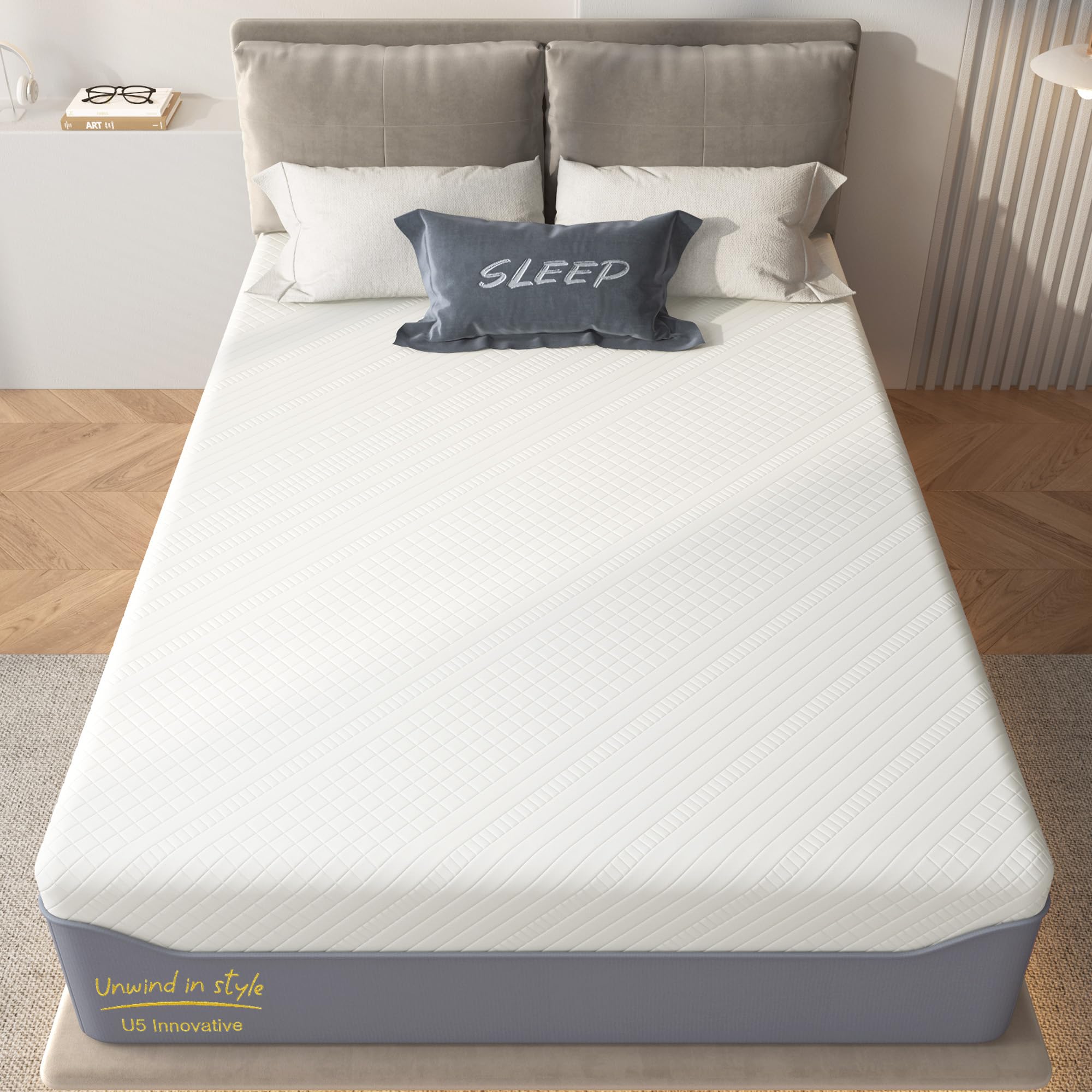 SogesSleep Queen Mattress, 14 Inch Green Tea Gel Memory Foam Mattress Queen Size,Cooling Gel Infused Mattress for Pressure Relief, Bed in a Box CertiPUR-US Certified & Fiberglass Free,Washable Cover