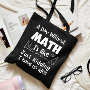 dealzilla Math Teacher Bag Gifts for Math Teachers Women A Day Without Math Canvas Bag Christmas Appreciation Gift for Female Math Teacher from Student Thank You Math Teacher Present