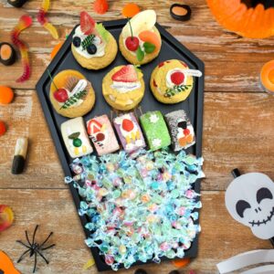 Halloween Coffin Charcuterie Board 15.8'' Tall Goth Coffin Serving Dishes Wood Horror Skeleton Serving Platters Funny Casket Ouija Cheese Appetizers Board for Halloween Food Tray Party Plates Decor