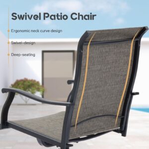 VICLLAX Swivel Patio Chairs Set of 2, High Back Textilene Patio Dining Chairs for Lawn Garden, Black Metal Frame