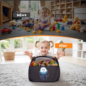 YOHOOLYO Toy Box Chest, 95L Collapsible Pop Up Kids Toy Storage Organizer Large Mesh Toy Storage Basket Bins Box with Handles for Girls, Boys, Living Room Area, Playroom, Closet (Jellyfish&Crabs)