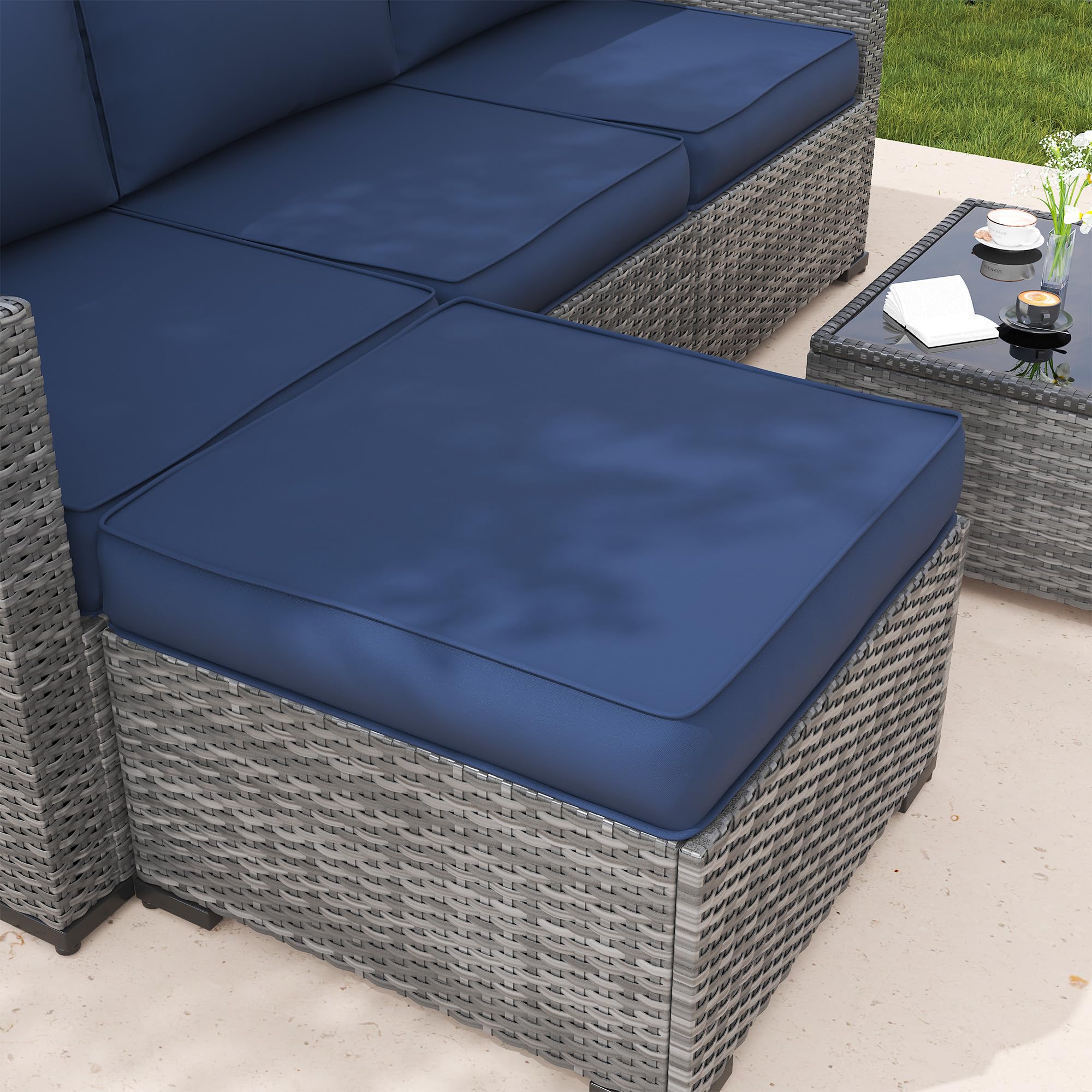 UDPATIO Outdoor Cushions for Patio Furniture, 7-Piece Replacement Cushions for Outdoor Furniture, Patio Sectional Cushions Outdoor Couch Cushions for 4-seat Patio Conversation Sets (Navy Blue)