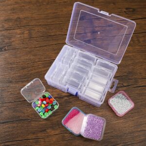 Bead Organizer Box, 14Pcs Small Clear Plastic Storage Containers, 1 Large Craft Organizer Box,Mini Parts Storage Solution for Beading Jewelry Making Diamond Arts Screws Seeds