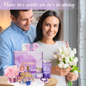 Birthday Gifts for Women, Happy Birthday Relaxing Spa Gifts Basket for Women, Purple Gift Box Set for Mom Sister Female Friends Wife Girlfriend Daughter, Unique Gifts for Women Who Have Everything