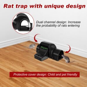 Reusable Rat & Chipmunk Traps, Prevents Accidental Triggering Mouse Trap, Tunnel Dual-Entry Squirrel Trap for Big Rats, Large Fast Kill Pest Control Device, Heavy Duty, Snap Traps for Humane Kill