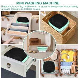 QHULKHQ Portable Washing Machine, Mini Foldable Washing Machine 6.5L with 3 Modes Cleaning for Underwear, Sock and Small Delicates, Mini Washing Machine for Apartment, Camping, RV (Green)