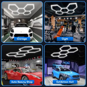 wowspeed Hexagon Garage Light, 168W 17976LM Hexagon Led Garage Light, AC85-265V 6500K 25 Packs Led Shop Lights, 5 Grid Honeycomb Garage Light for Warehouse Gym Basement Car Beauty Car Detailing Shop