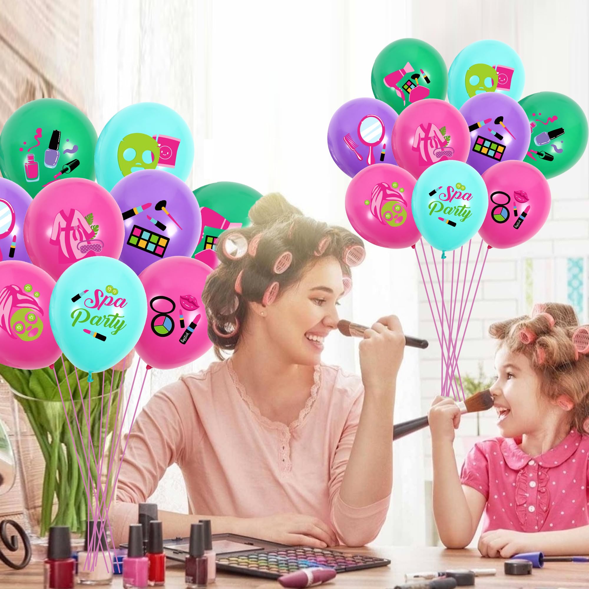 45PCS Spa Balloons Spa Party Decorations Makeup Birthday Party Decorations Cosmetics Themed Spa Party Supplies for Girls Spa Day Bride Shower