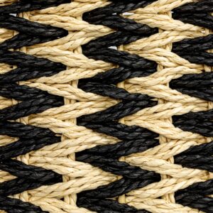 Household Essentials Zigzag Woven Paper Rope Basket, Black and Natural