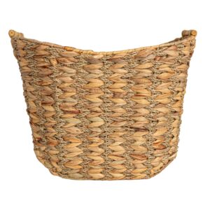 Household Essentials Water Hyacinth Seagrass Scoop Basket with Bamboo Handle, Natural