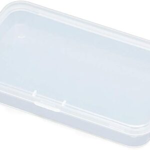 Pack of 4 Clear Polypropylene Rectangle Mini Storage Containers Box with Hinged Lid for Card,Accessories,Crafts,Learning Supplies,Screws,Drills,Battery,4.8" x 2.9" x 0.67" Storage and Transport