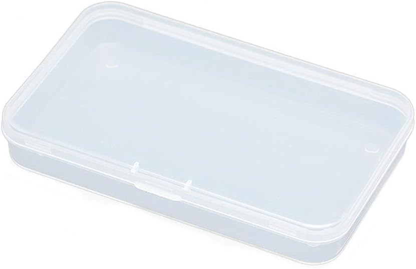 Pack of 4 Clear Polypropylene Rectangle Mini Storage Containers Box with Hinged Lid for Card,Accessories,Crafts,Learning Supplies,Screws,Drills,Battery,4.8" x 2.9" x 0.67" Storage and Transport