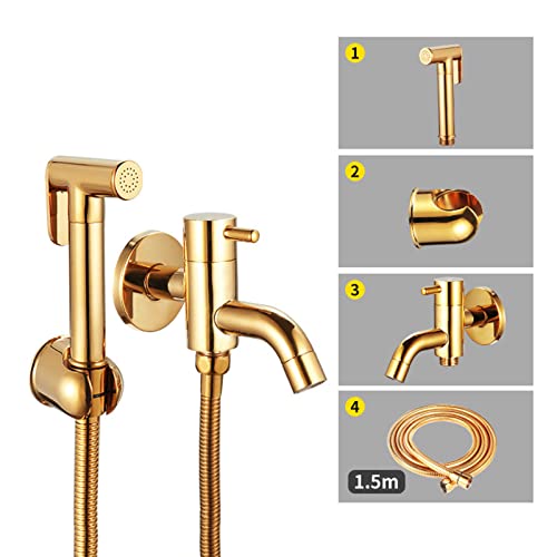 NBAAYIK Handheld Bidet Sprayer Kit,Bidet Sprayer Kit for Toilet,Bidet Sprayer for Toilet Black,Bidet Shower Head,Bidet Shower Kit,Bidet Sprayer Kit,Toilet Sprayer Set,Gold C (Golden B)