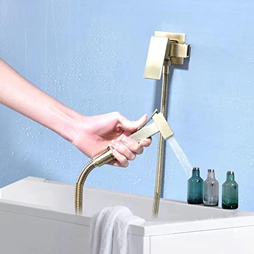 NBAAYIK Toilet Jet Spray for Wc Handheld Bidet Sprayer for Sink Bidet Shower Head and Hose Brass G1 / 2" Valve Cold Water Toilet Sprayer Bidet,Black (Brushed)