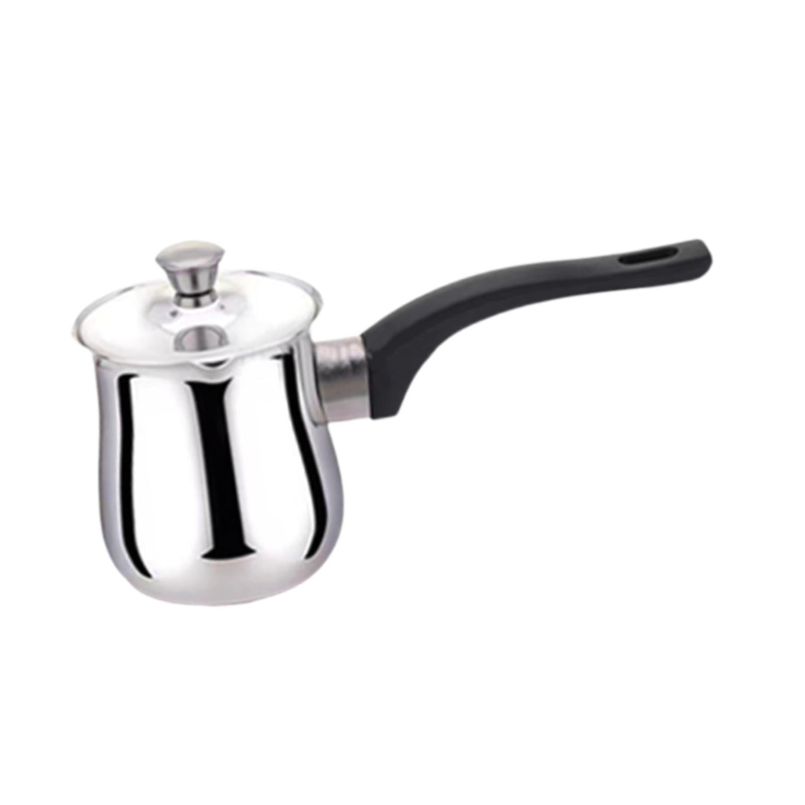 IEUDNS Coffee Pot Milk Warmer Small Saucepan, Butter Melting Pan Portable Butter Warmer Pot Stainless Steel for Home Restaurant, 360ml