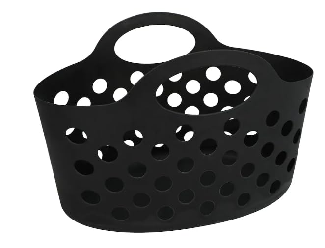 Greenbrier Basket with Handles 3 count Plastic Oval Carry Totes - Black, 842364