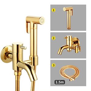 NBAAYIK Handheld Bidet Sprayer Kit,Bidet Sprayer Kit for Toilet,Bidet Sprayer for Toilet Black,Bidet Shower Head,Bidet Shower Kit,Bidet Sprayer Kit,Toilet Sprayer Set,Gold C (Golden C)