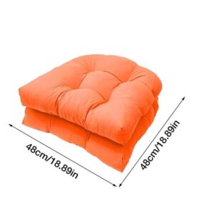 JhLwARes Outdoor Chair Cushions 19"x19"Waterproof U Square Tufted Patio Seat Cushion Thickened Wicker Chair Cushions for Patio Furniture Round Corner Garden Lounge Chair Overstuffed Mats,Orange