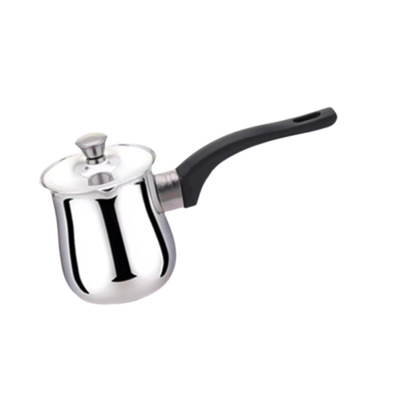 IEUDNS Coffee Pot Milk Warmer Small Saucepan, Butter Melting Pan Portable Butter Warmer Pot Stainless Steel for Home Restaurant, 360ml