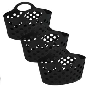 greenbrier basket with handles 3 count plastic oval carry totes - black, 842364