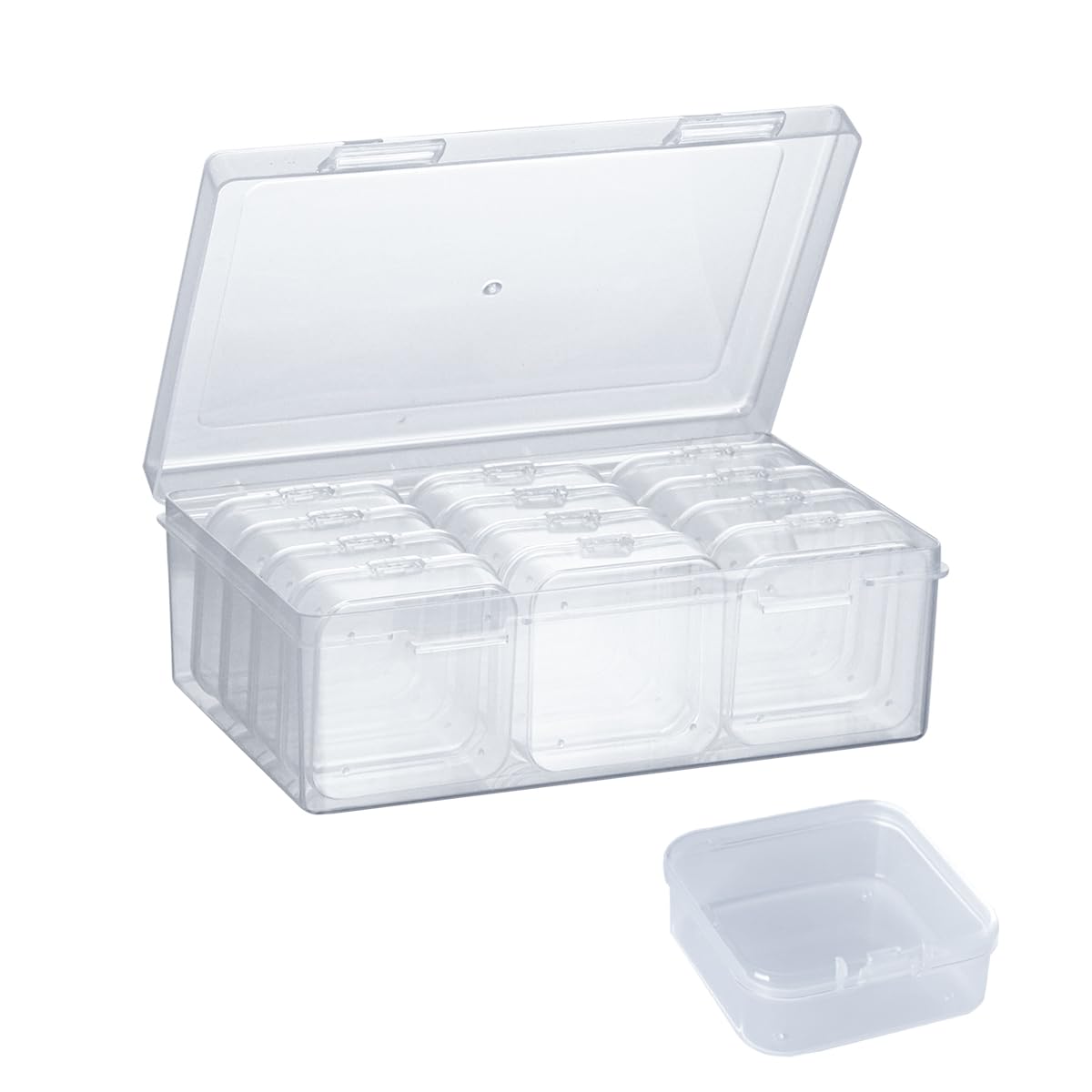 doovide Bead Organizer Box, 12Pcs Small Bead Organizers and Storage Plastic Cases Mini Clear Bead Storage Containers Boxes with Hinged Lid and Rectangle for Bracelet Making DIY Jewelry Craft Nail