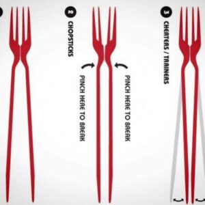 Fork Chopsticks In One, Chork 24 Count Pack Chopstick Fork Combo(Red 24 Pack)